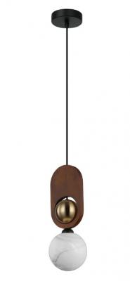 PALTA Sandblasted Opal Diffuser/Brass & Red Wood Highights